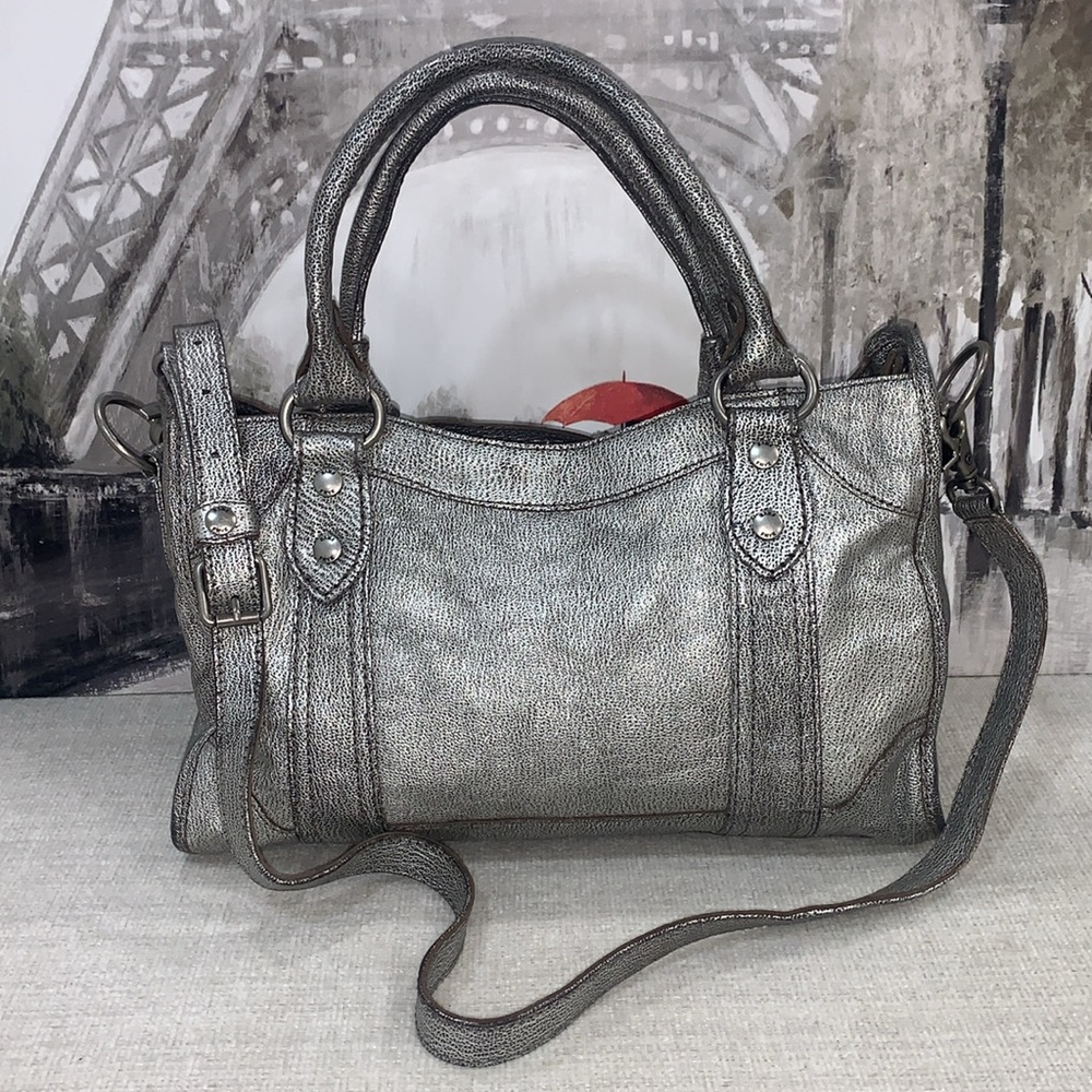 🤍🖤🤍🖤Frye Melissa Satchel Crossbody Bag -Silver- $388